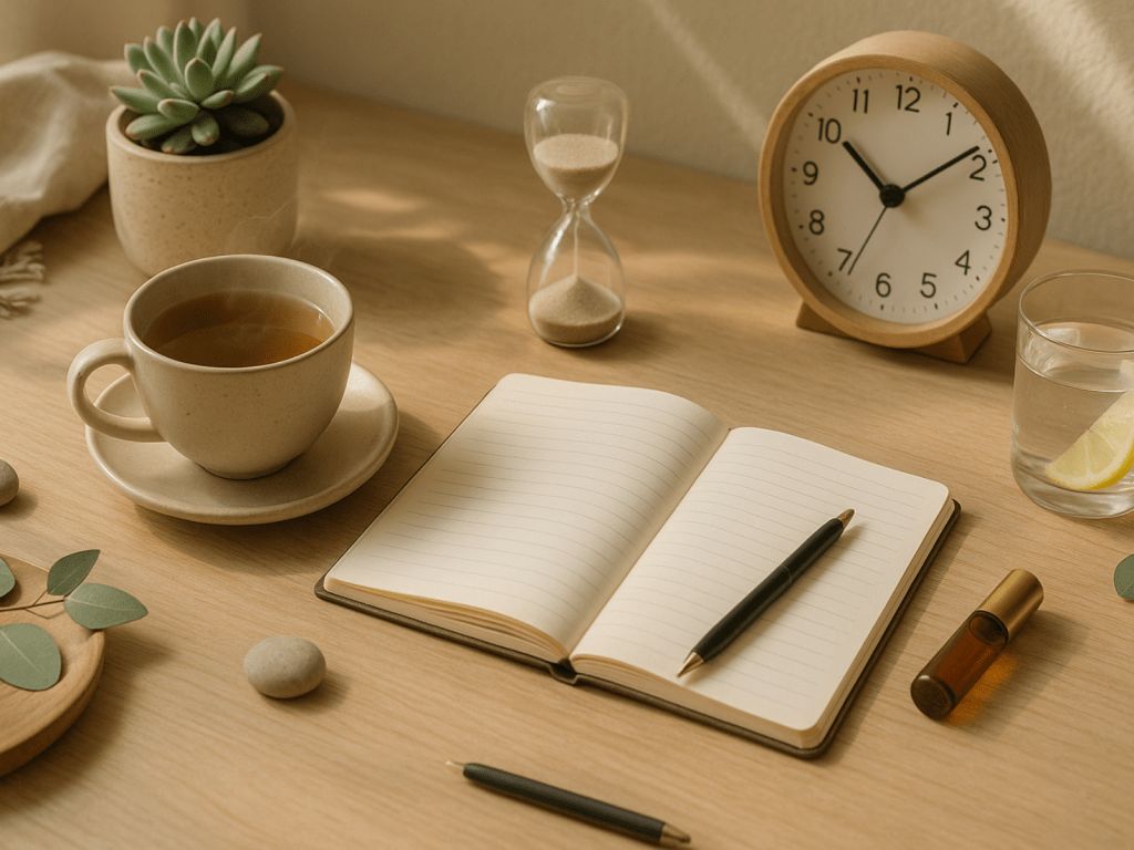 Visual representation of alternating work focus and scheduled pause rhythms throughout a day